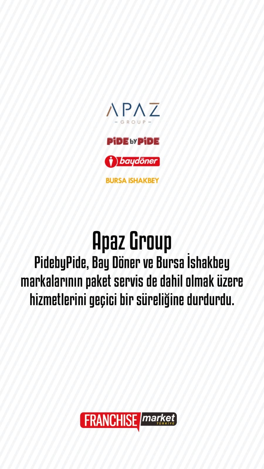 Apaz Group, Corona virüsü önlemi adına servislerini durdurdu
